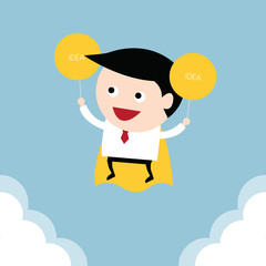 Businessman flying, vector