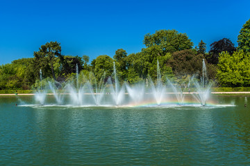 Mirror Fountain (1702) in gardens of famous Versailles palace.