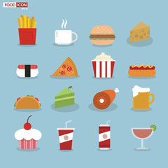 Food icons, flat design