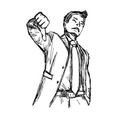 illustration vector hand drawn doodle businessman with thumb down