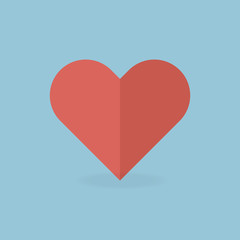red heart, flat design