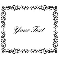 Vintage baroque frame scroll ornament engraving border floral retro pattern antique style acanthus foliage swirl decorative design element filigree calligraphy vector