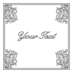 Vintage baroque frame scroll ornament engraving border floral retro pattern antique style acanthus foliage swirl decorative design element filigree calligraphy vector