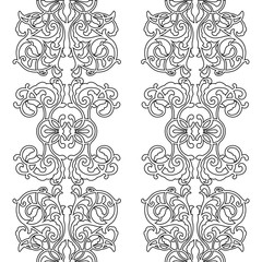 Vintage baroque frame scroll ornament engraving border floral retro pattern antique style acanthus foliage swirl decorative design element filigree calligraphy vector
