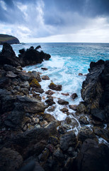 Easter Island rocky coast.