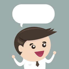 Businessman with a empty speech bubble, flat design