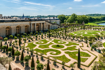 Beautiful Orangerie Parterre in famous Versailles palace. Paris