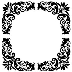 Vintage baroque frame scroll ornament engraving border floral retro pattern antique style acanthus foliage swirl decorative design element filigree calligraphy vector