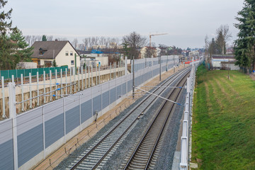 Fototapeta na wymiar Vierspuriger Gleisausbau Bahnstrecke Nürnberg-Erlangen