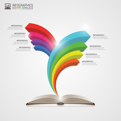 Open book with arrows. Infographics concept. Modern design templ