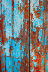 Blue wooden background. Weathered color planks azure texture macro