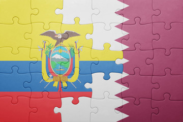 puzzle with the national flag of ecuador and qatar