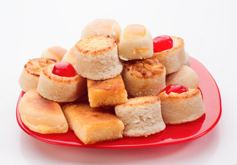 Red plate with marzipan Christmas