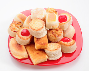 Red plate with marzipan Christmas