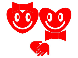 Symbols of the smiling female and male hearts