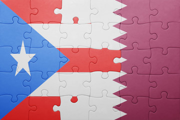 puzzle with the national flag of puerto rico and qatar