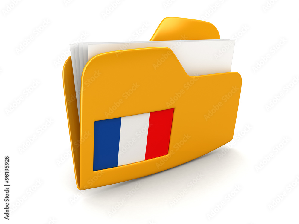 Poster folder and lists with french flag. image with clipping path