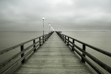 Pier in Ahlbeck. Ahlbeck at Baltic Sea on Usedom Island,Mecklenburg- Vorpommern,Germany.