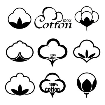 Set of icons for creating cotton trademark and brand
