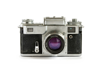 Old rangefinder camera isolated