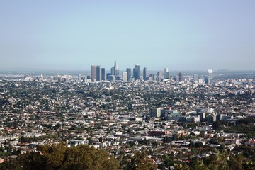 Fototapeta na wymiar Downtown Los Angeles view from Griffith Park, USA