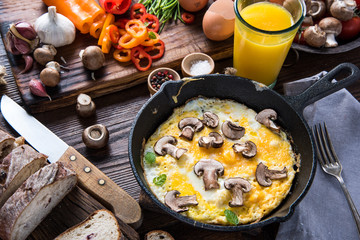 Healthy and classic brunch, simple scrambeld eggs