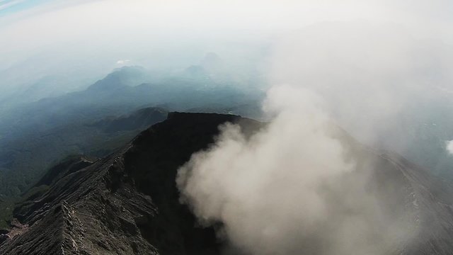 Kerinici volcano, Indonesia, view from air