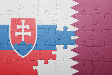 puzzle with the national flag of slovakia and qatar