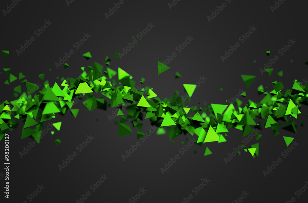 Poster abstract 3d rendering of flying particles.