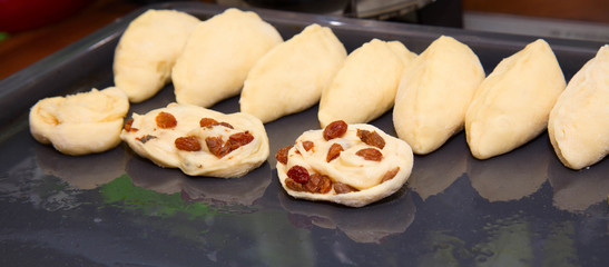 The preparations of pies and buns prepared for pastries