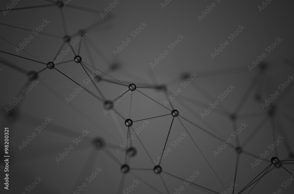 Poster abstract 3d rendering of structure with spheres.