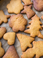  Christmas gingerbread cookies on  baking paper