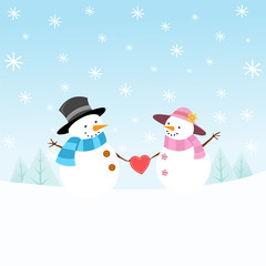 Cute Snowman Couple In Love