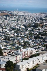 View to San Francisco from Twin Peaks Vista Point, California USA 