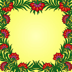 Fototapeta na wymiar Pattern with a frame of summer flowers