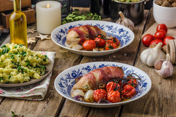 Prosciutto wrapped chicken