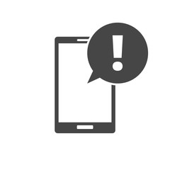 Smartphone icon speech bubble exclamation mark