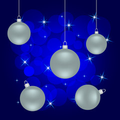 Christmas balls on a blue background