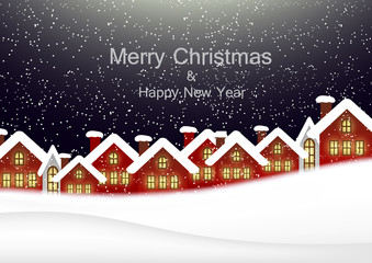 Christmas card with the urban landscape.