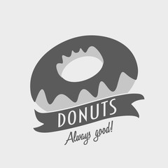 Vintage hipster vector logo or badge concept of donuts shop