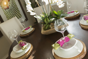 Abstract of Dining Table with Place Settings