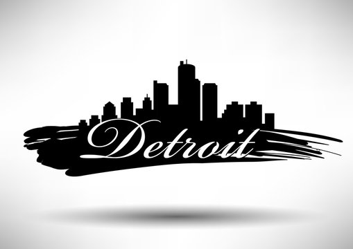 Vector Detroit Skyline Design with Typography