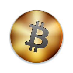 Bitcoin button sign icon