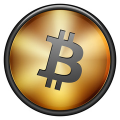 Bitcoin button sign icon