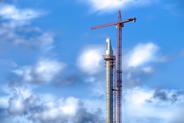 HDR landscape with tall crane