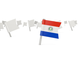 Square pin with flag of paraguay