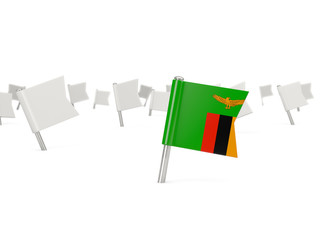 Square pin with flag of zambia