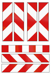 Collection of Slovenian chevron and road markers