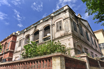 Colonial mansion with weathered walls, Xiamen, China