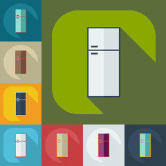 Flat modern design with shadow icons refrigerator